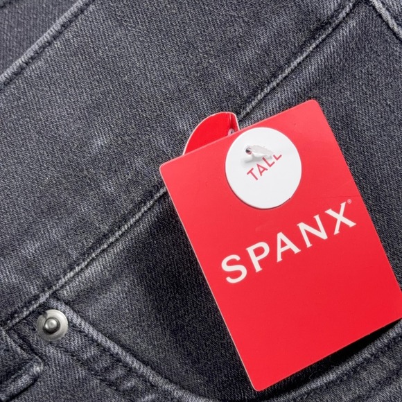 Spanx Jeans Womens Large Tall Vintage Gray Straight Leg High Rise Shaping Denim - Picture 9 of 12
